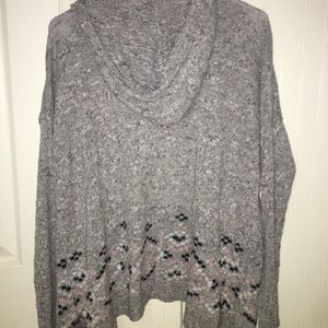 grey, hooded cardigan